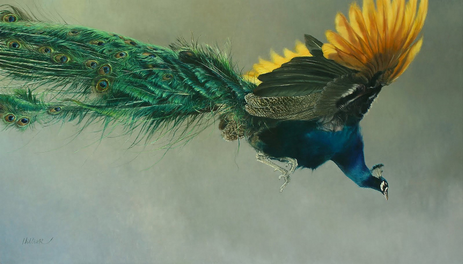 Matthew Hillier painting Peacock in Flight c. 2013.jpg